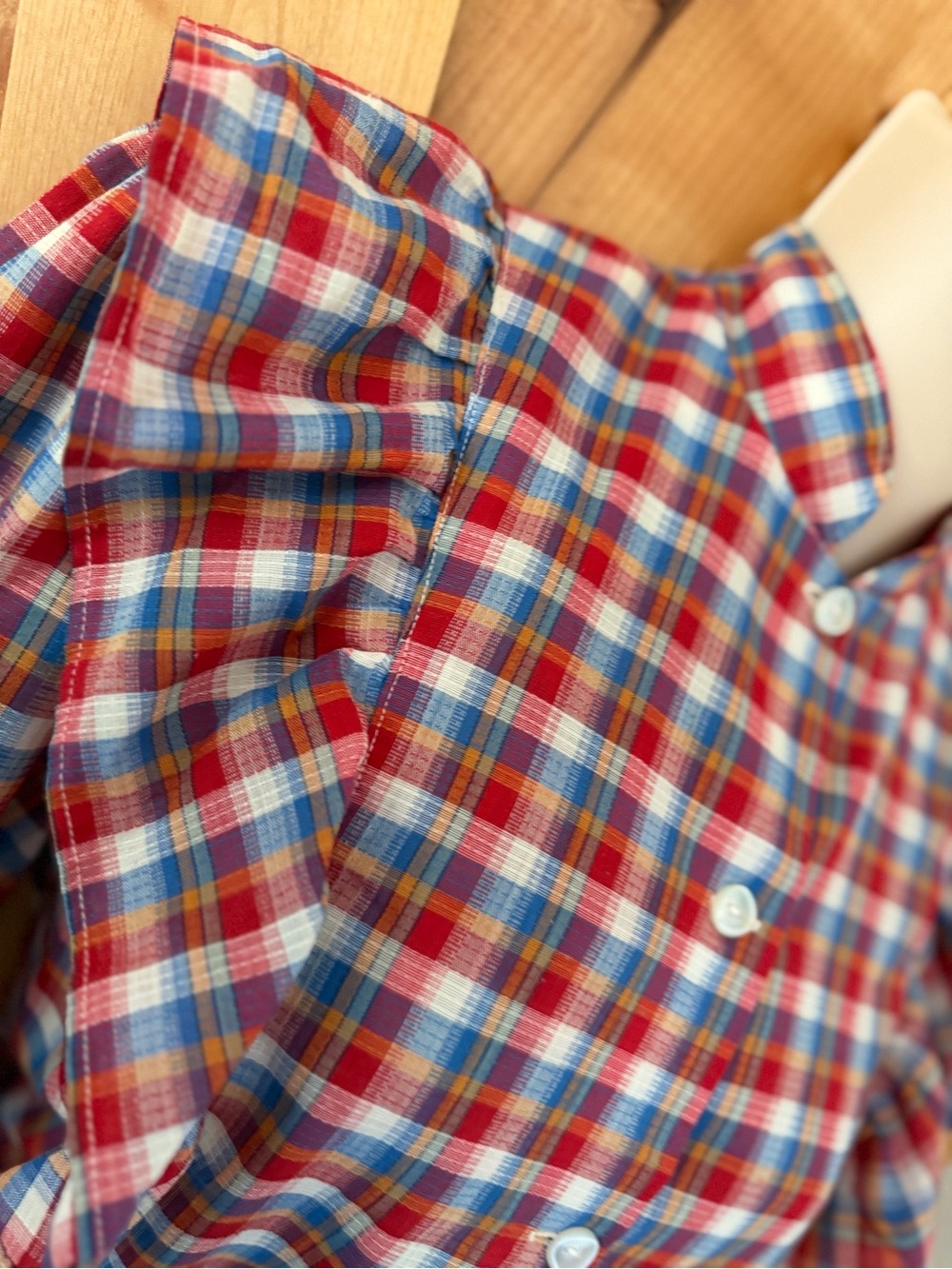 *SOLD* VTG 80s Handmade Plaid Ruffle Blouse Cottagecore Prairie Romantic, S - Picture 9 of 14